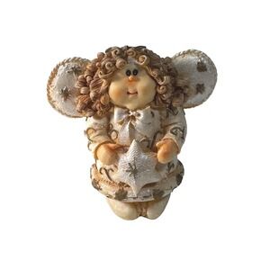 Cherub Angel Figurine Holding Star Cherubim Sculpture Desk Decor